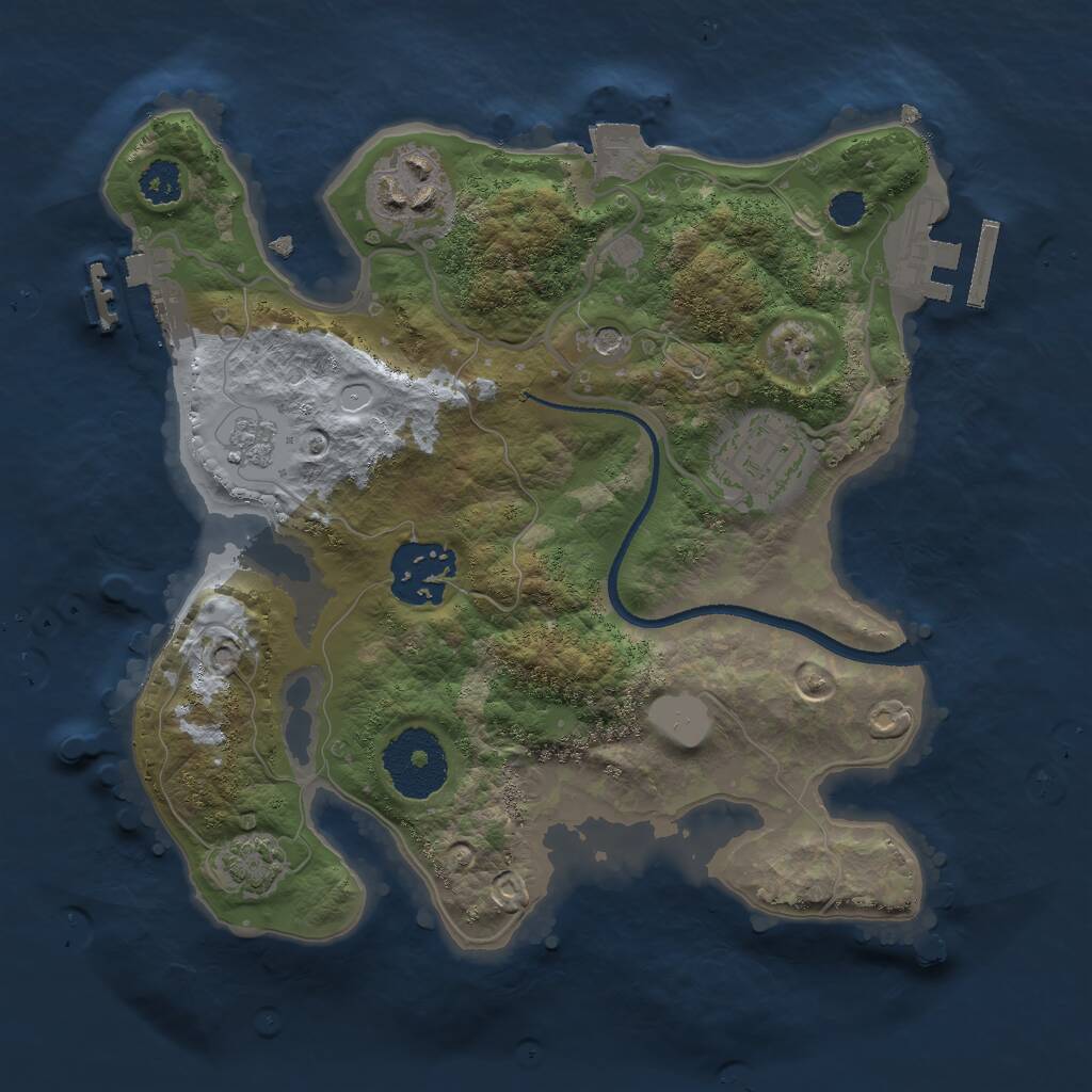 Rust Map: Procedural Map, Size: 2500, Seed: 1210979593, 9 Monuments