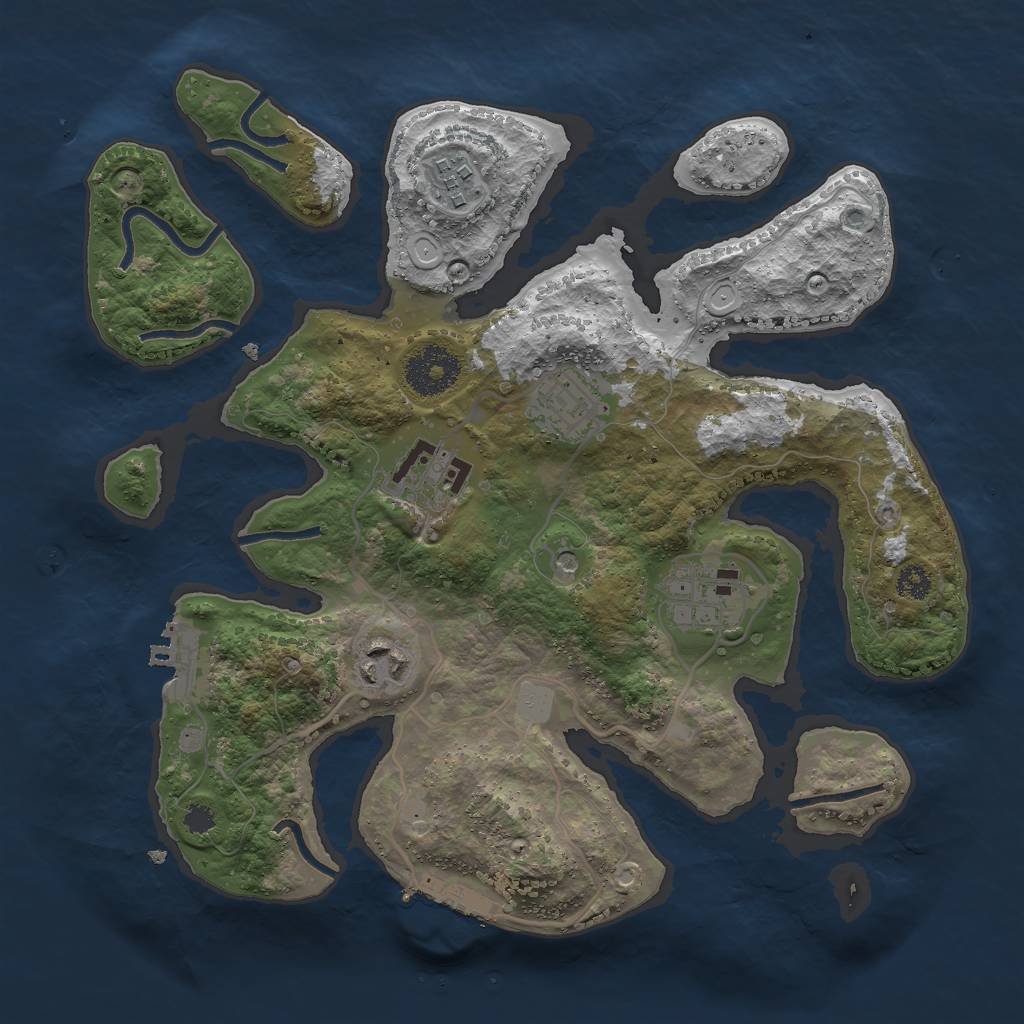Rust Map: Procedural Map, Size: 3000, Seed: 745431827, 13 Monuments