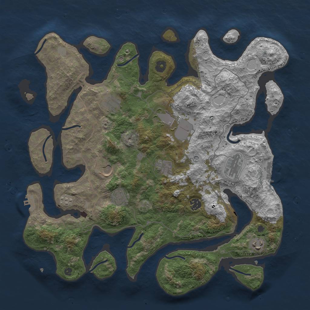Rust Map: Procedural Map, Size: 4000, Seed: 724530, 17 Monuments