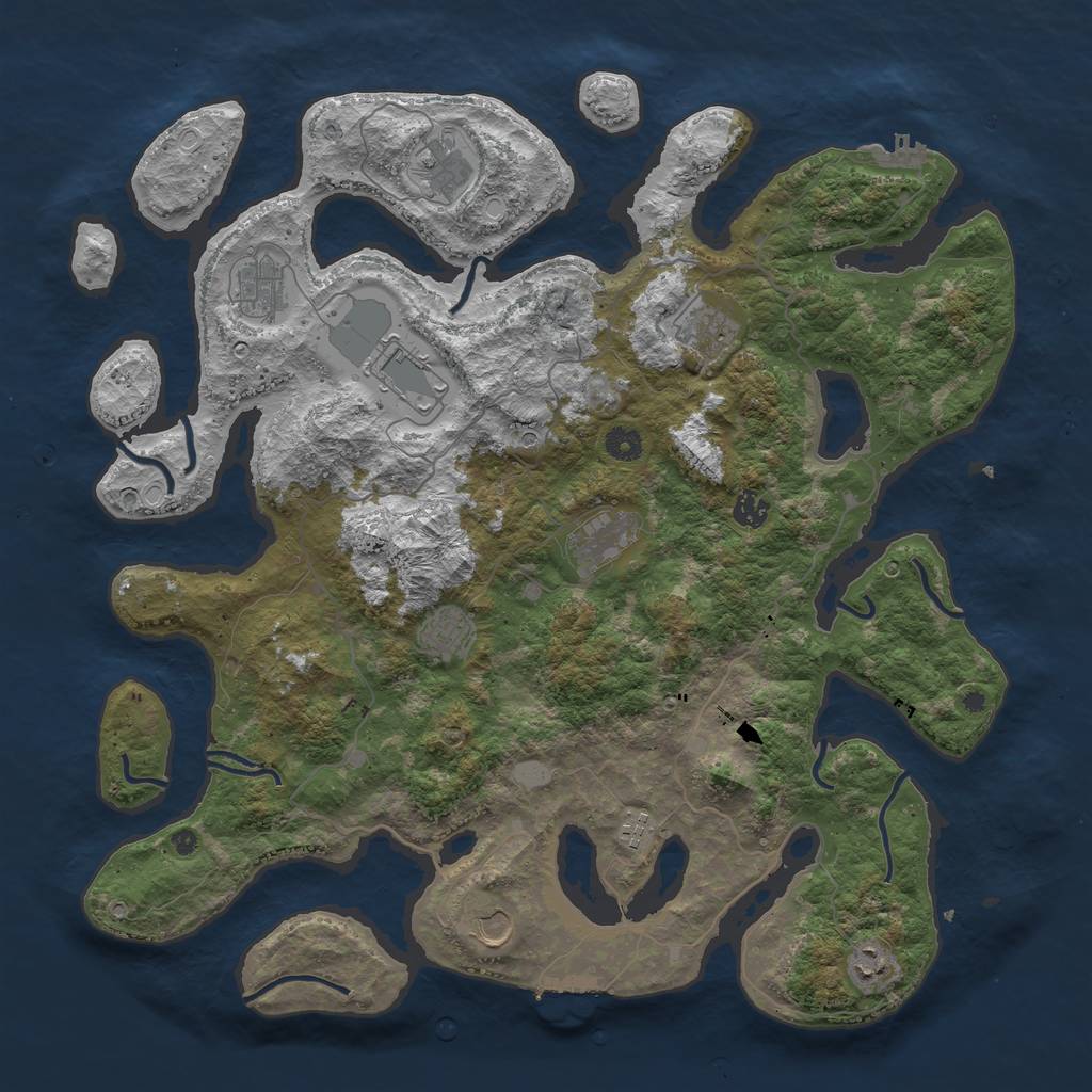 Rust Map: Procedural Map, Size: 4500, Seed: 3575300, 18 Monuments