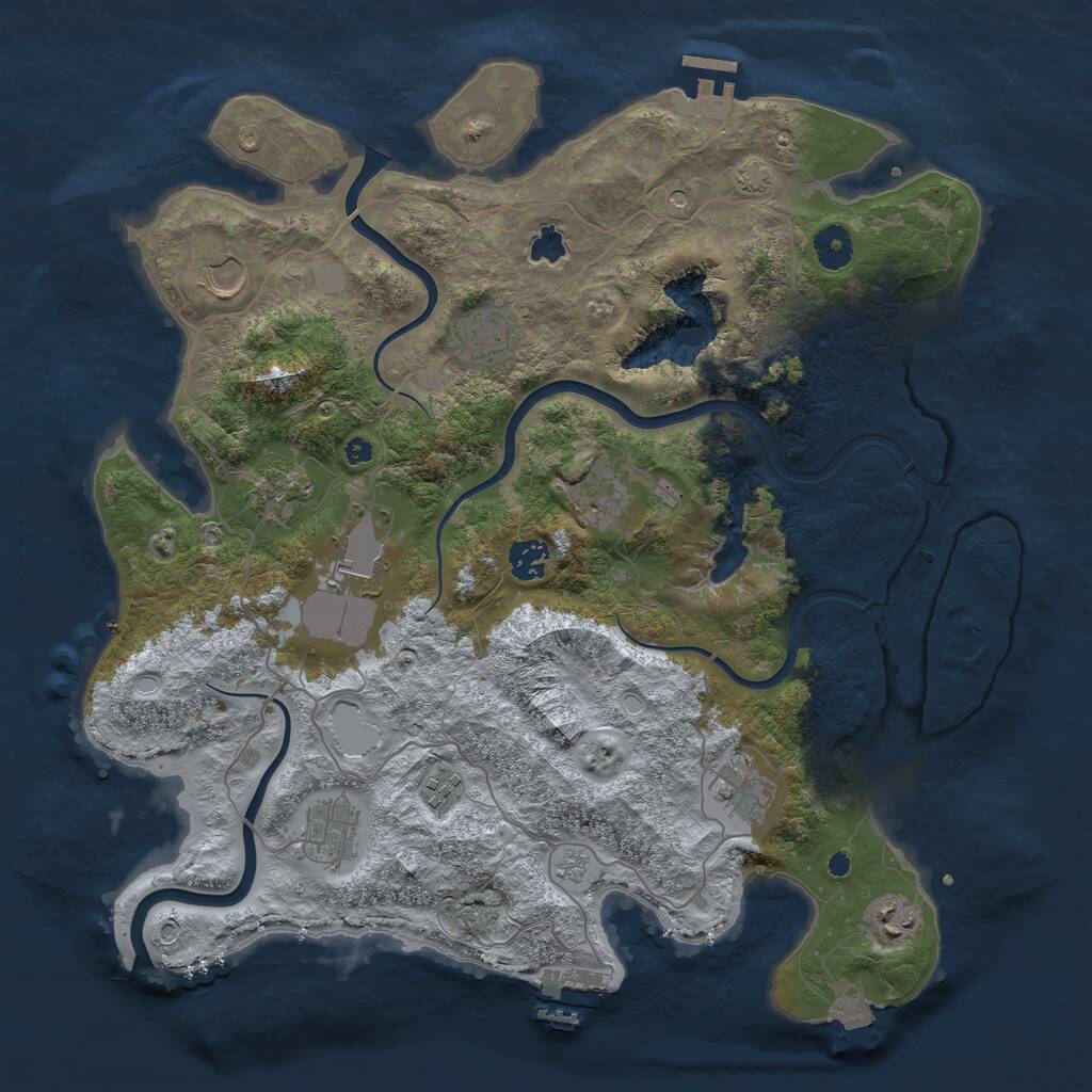 Rust Map: Procedural Map, Size: 4000, Seed: 395686, 16 Monuments