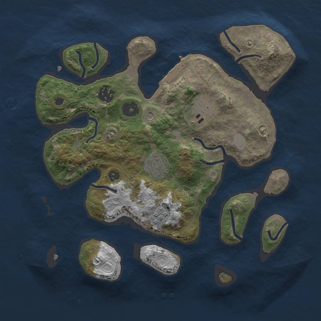 Rust Map: Procedural Map, Size: 3000, Seed: 686207, 11 Monuments