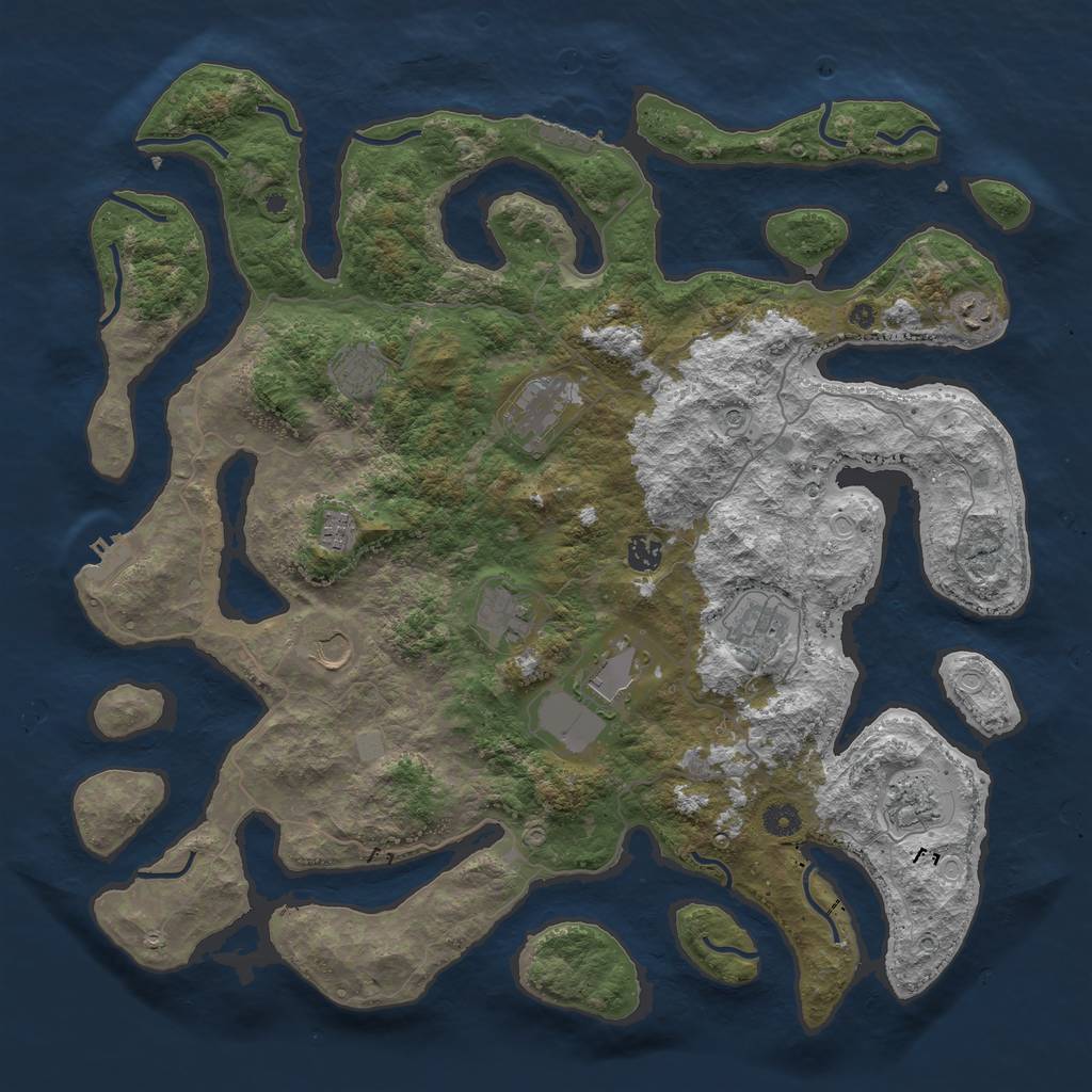 Rust Map: Procedural Map, Size: 4500, Seed: 69973993, 18 Monuments
