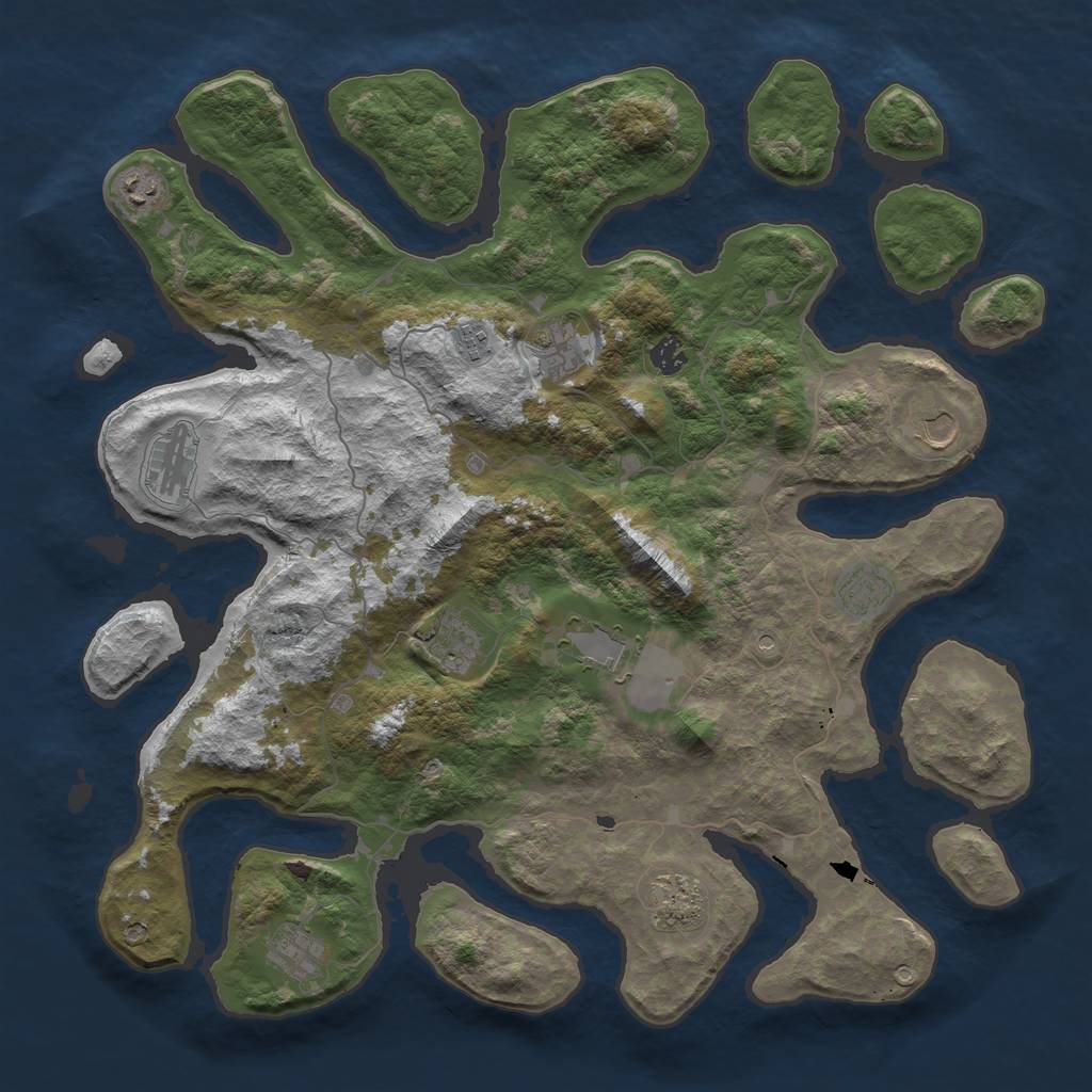 Rust Map: Barren, Size: 4500, Seed: 60904, 14 Monuments
