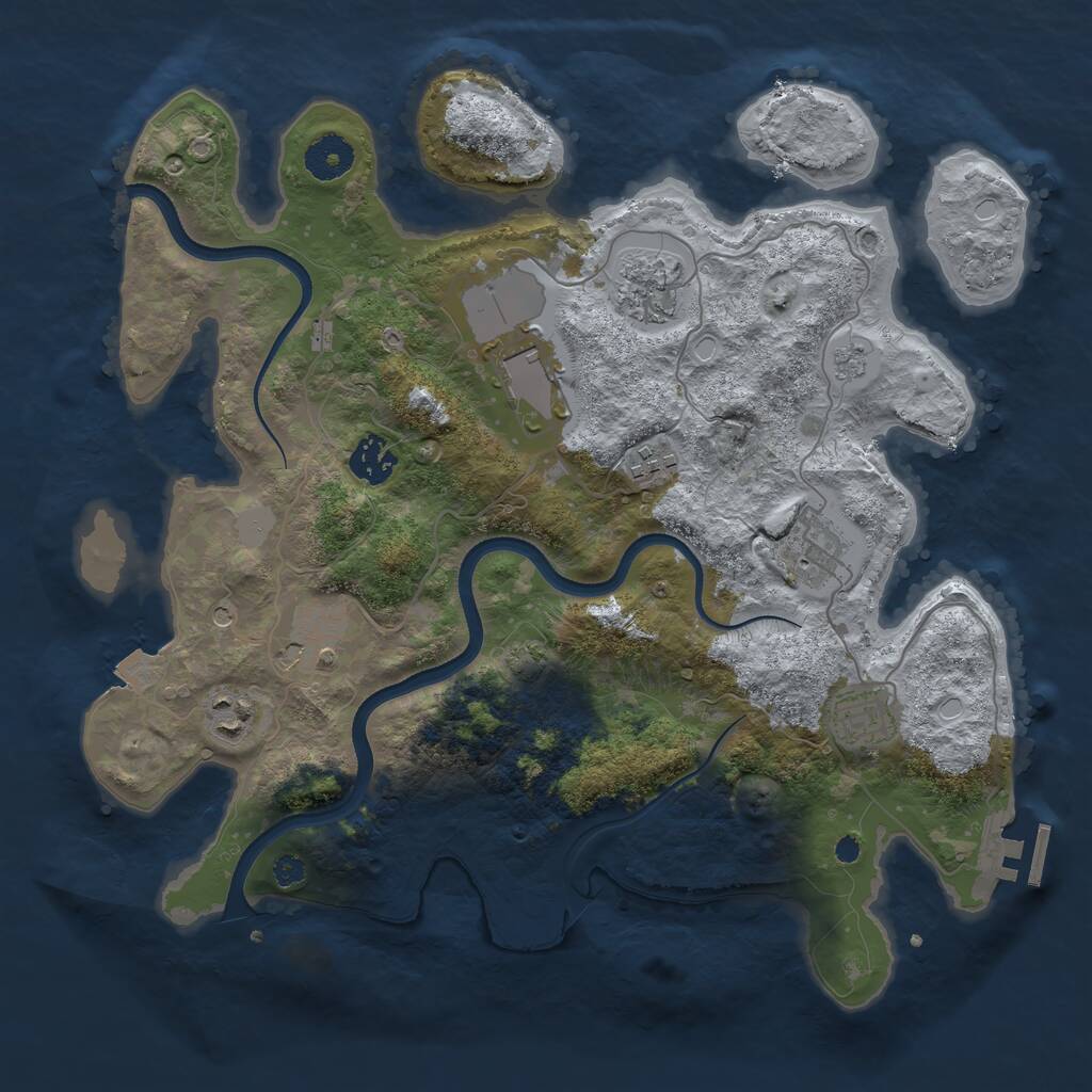 Rust Map: Procedural Map, Size: 3550, Seed: 371057, 13 Monuments