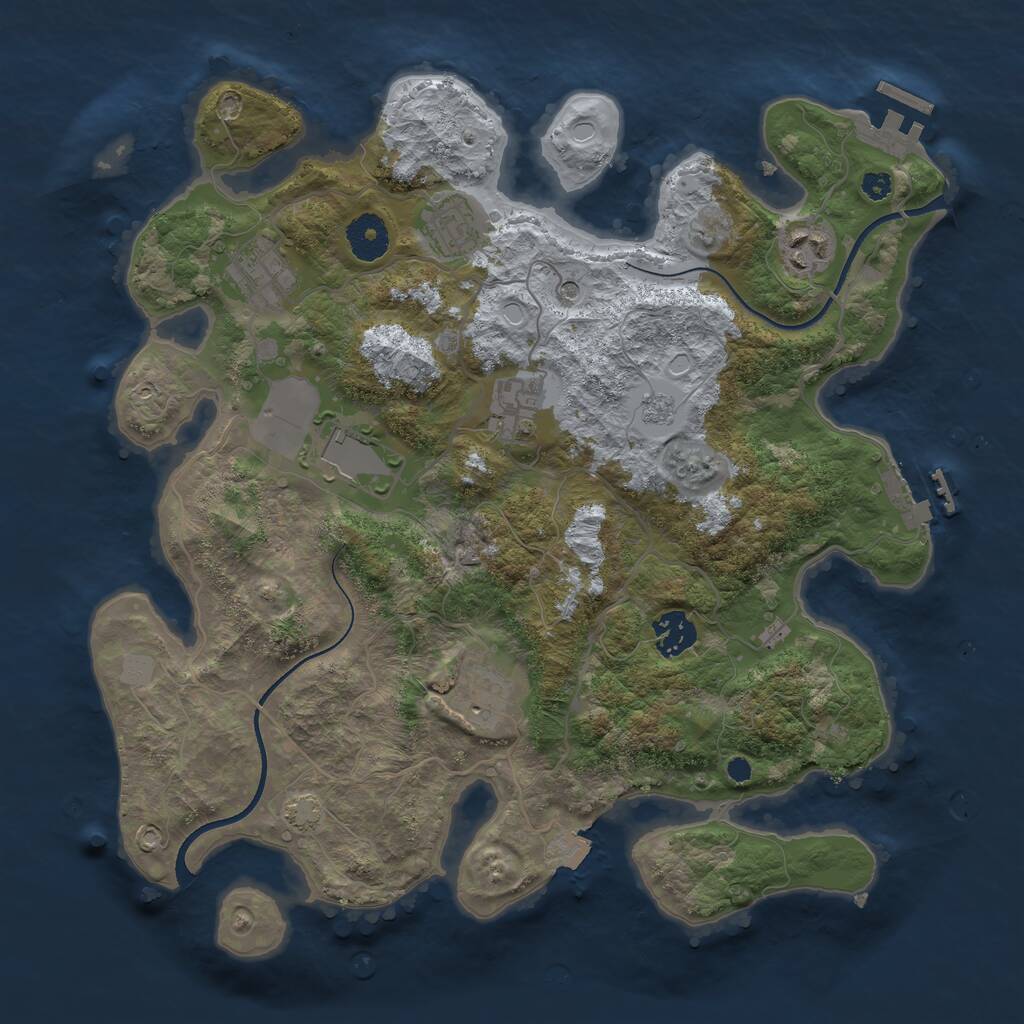 Rust Map: Procedural Map, Size: 3500, Seed: 1757429, 13 Monuments