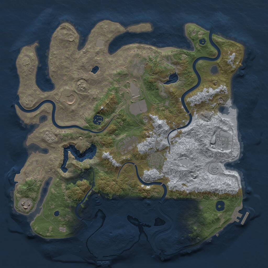 Rust Map: Procedural Map, Size: 4000, Seed: 609668, 15 Monuments