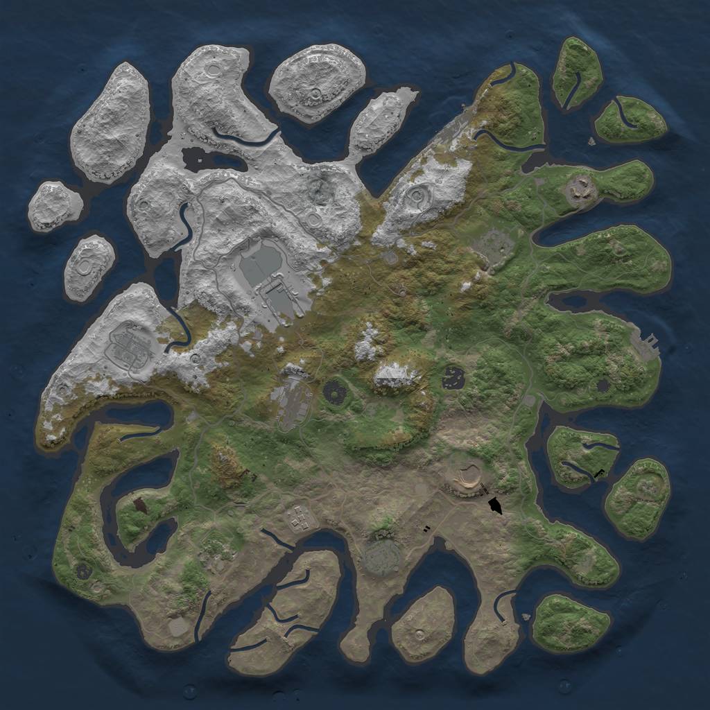 Rust Map: Procedural Map, Size: 4500, Seed: 5257001, 18 Monuments
