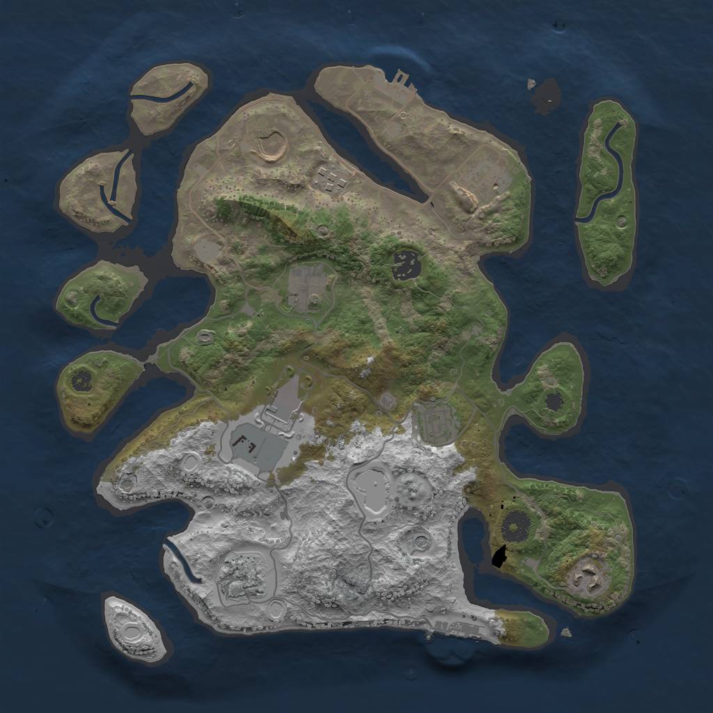 Rust Map: Procedural Map, Size: 3500, Seed: 3965694, 17 Monuments