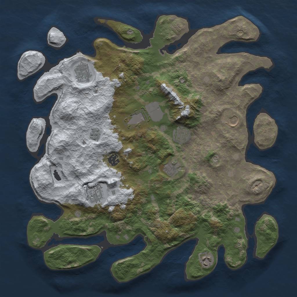 Rust Map: Barren, Size: 4000, Seed: 2548525, 12 Monuments