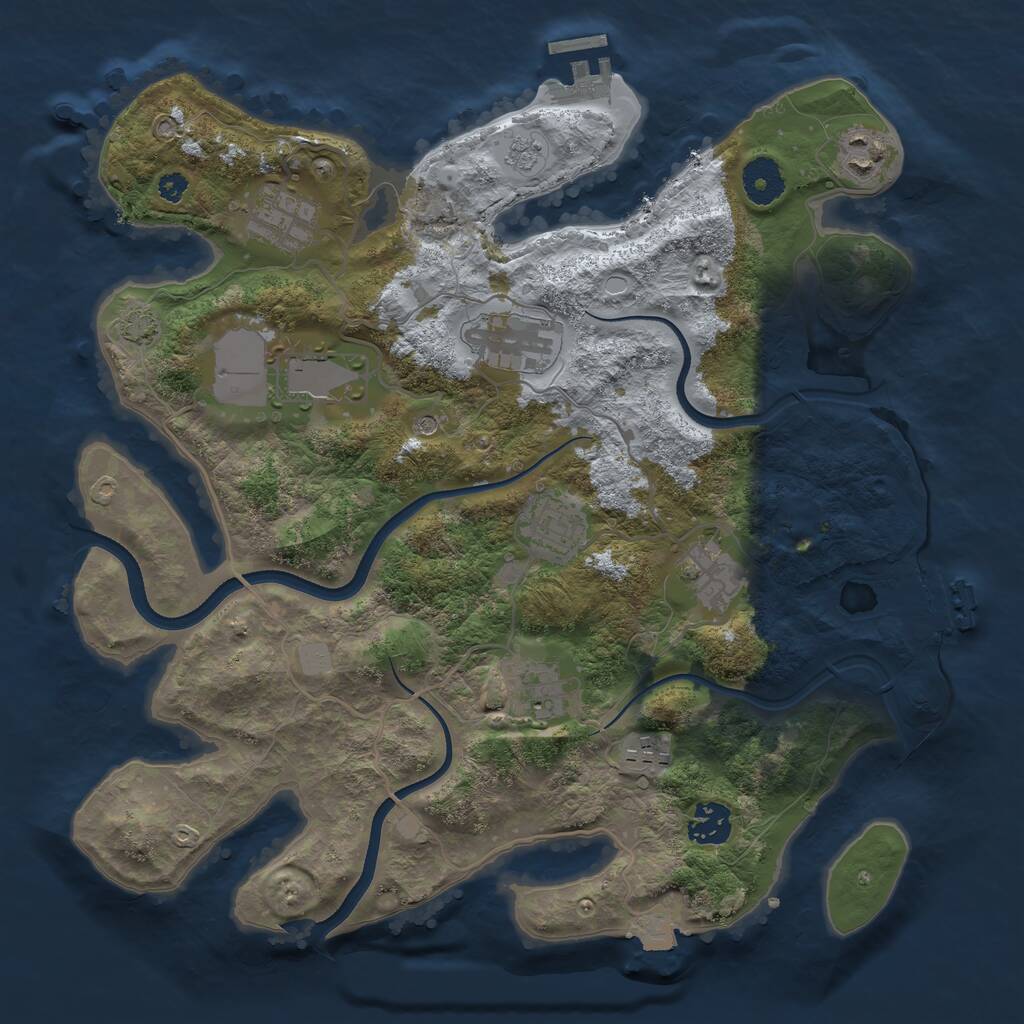 Rust Map: Procedural Map, Size: 3500, Seed: 81656, 15 Monuments