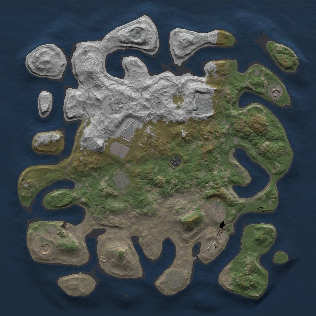 Rust Map: Barren, Size: 4500, Seed: 4214704, 13 Monuments