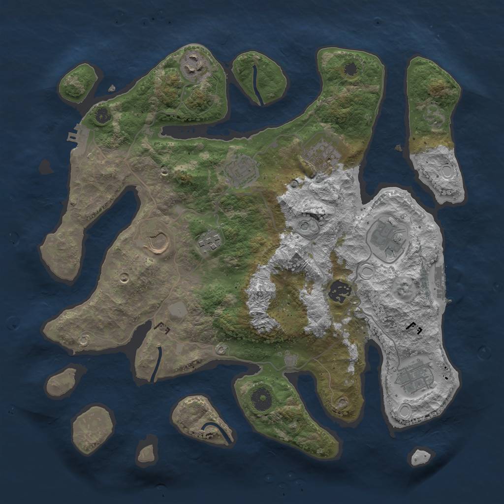 Rust Map: Procedural Map, Size: 3500, Seed: 3440930, 16 Monuments