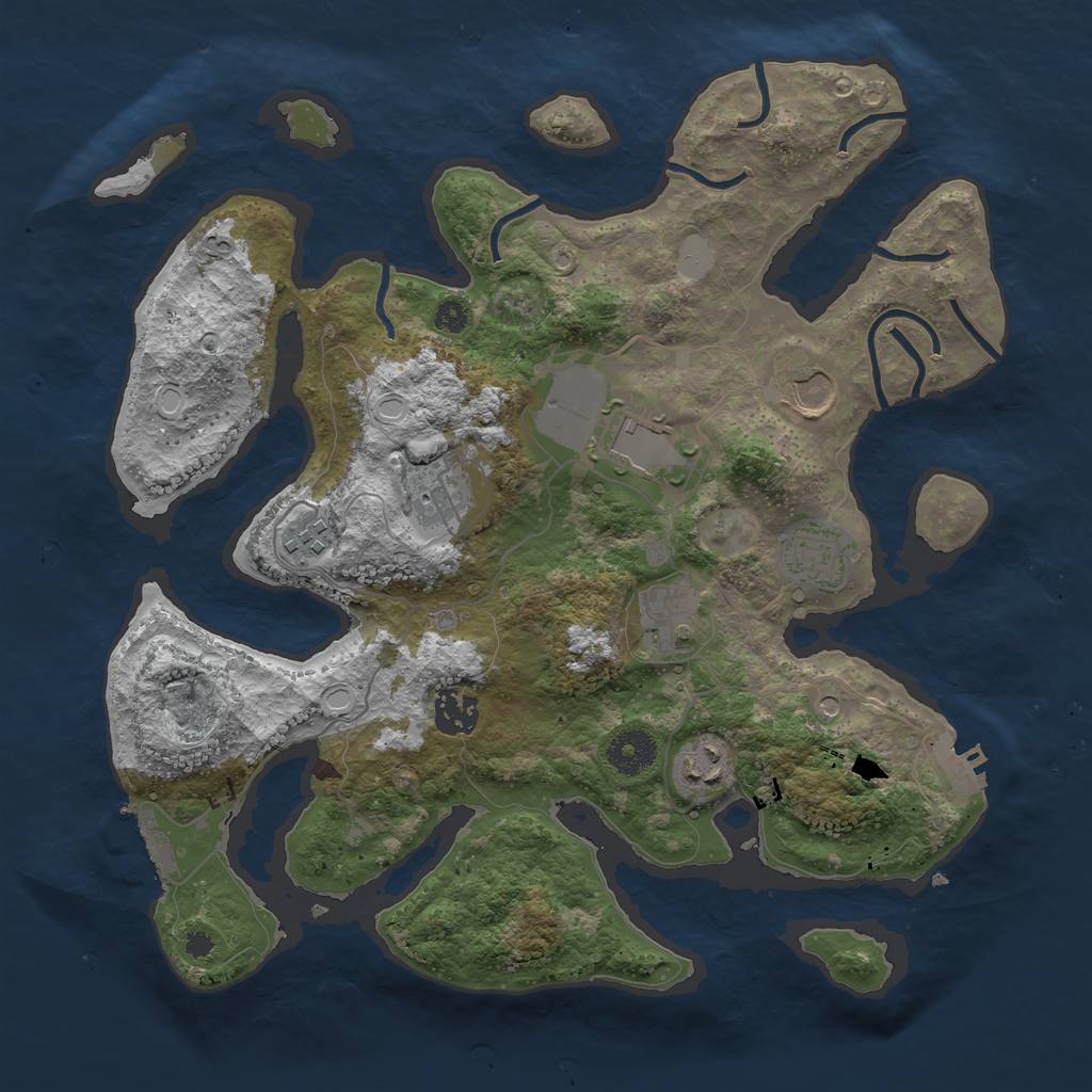 Rust Map: Procedural Map, Size: 3500, Seed: 1272468, 16 Monuments