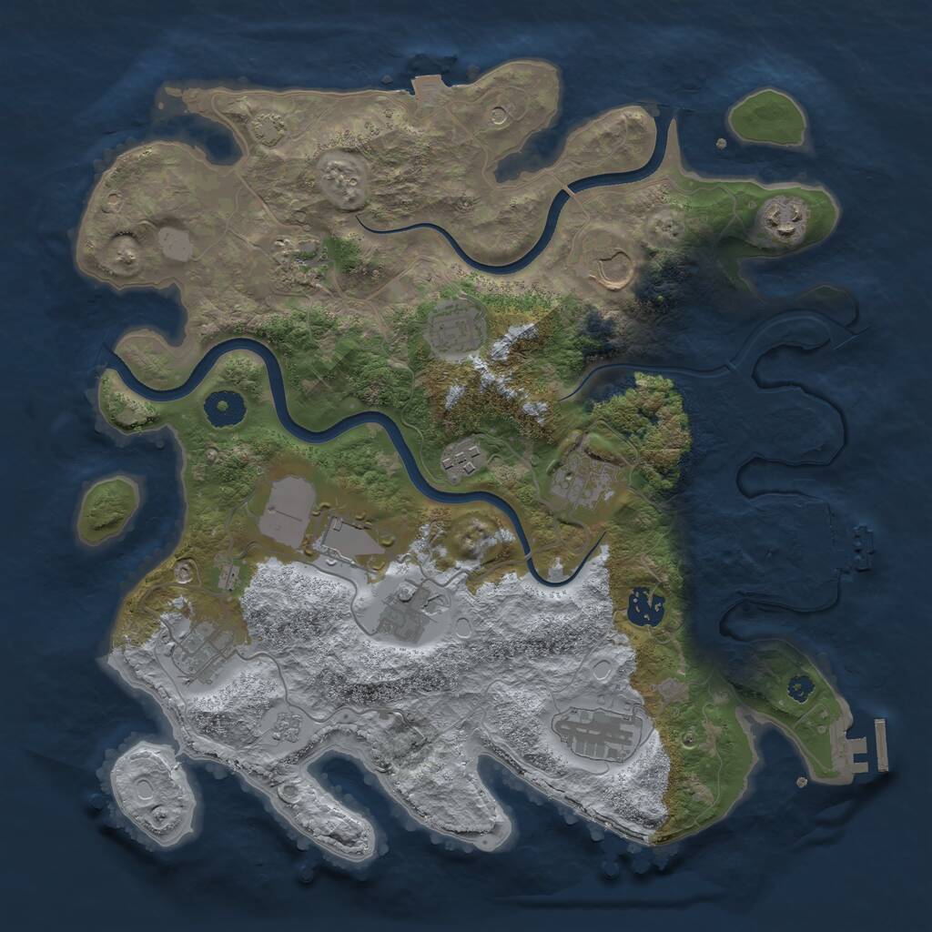 Rust Map: Procedural Map, Size: 3600, Seed: 254120, 17 Monuments
