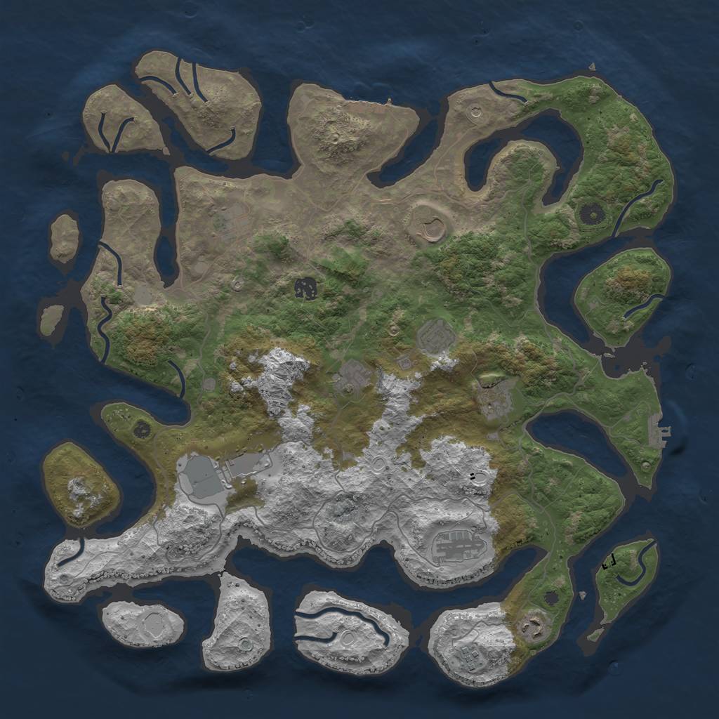 Rust Map: Procedural Map, Size: 4500, Seed: 5312007, 18 Monuments