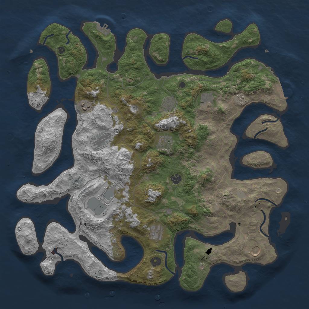 Rust Map: Procedural Map, Size: 4500, Seed: 4148719, 18 Monuments