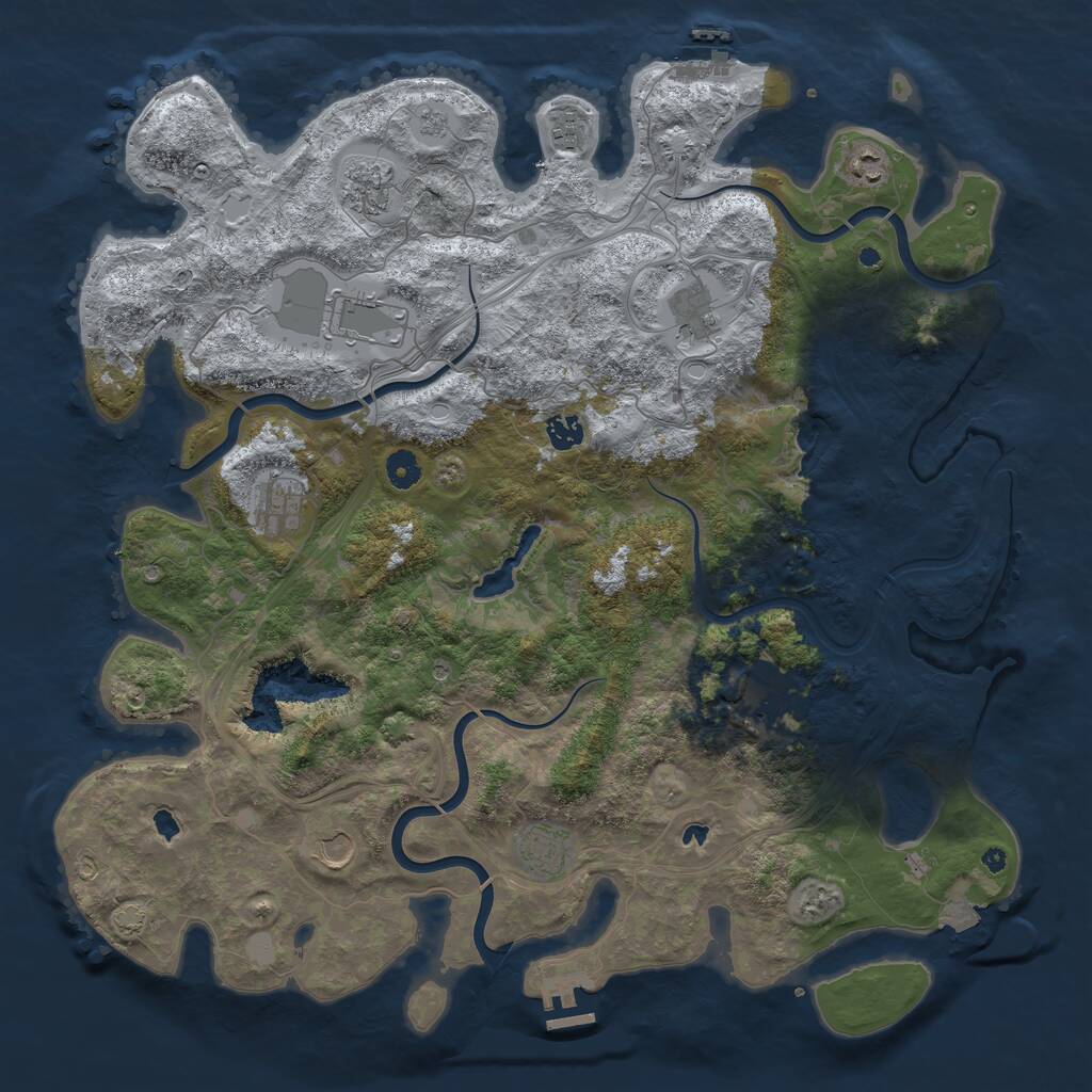 Rust Map: Procedural Map, Size: 4500, Seed: 2420120, 16 Monuments