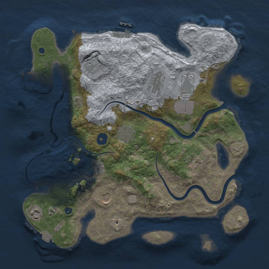 Rust Map: Procedural Map, Size: 3550, Seed: 14782, 14 Monuments