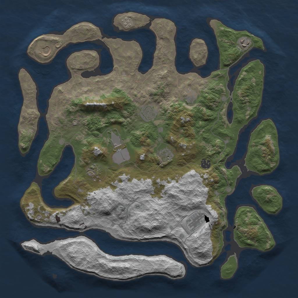 Rust Map: Barren, Size: 4500, Seed: 4570791, 13 Monuments