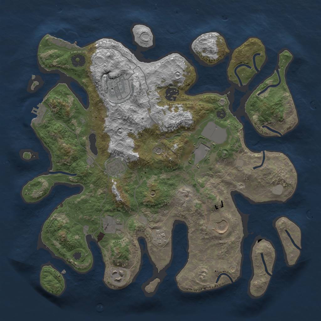 Rust Map: Procedural Map, Size: 3500, Seed: 739, 16 Monuments