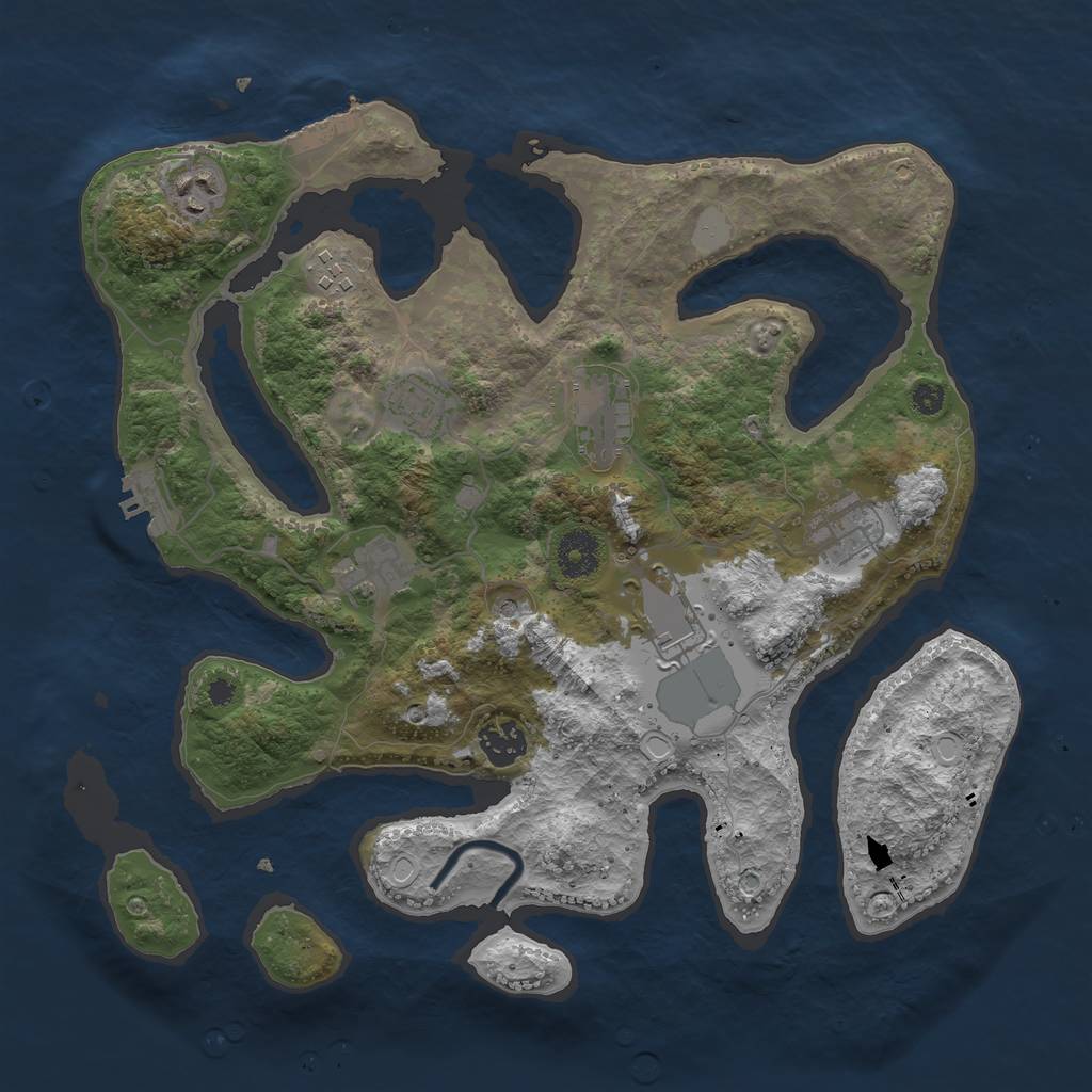 Rust Map: Procedural Map, Size: 3550, Seed: 80852, 16 Monuments
