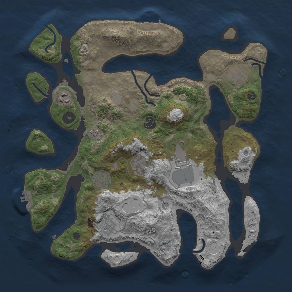 Rust Map: Procedural Map, Size: 3550, Seed: 281908, 16 Monuments