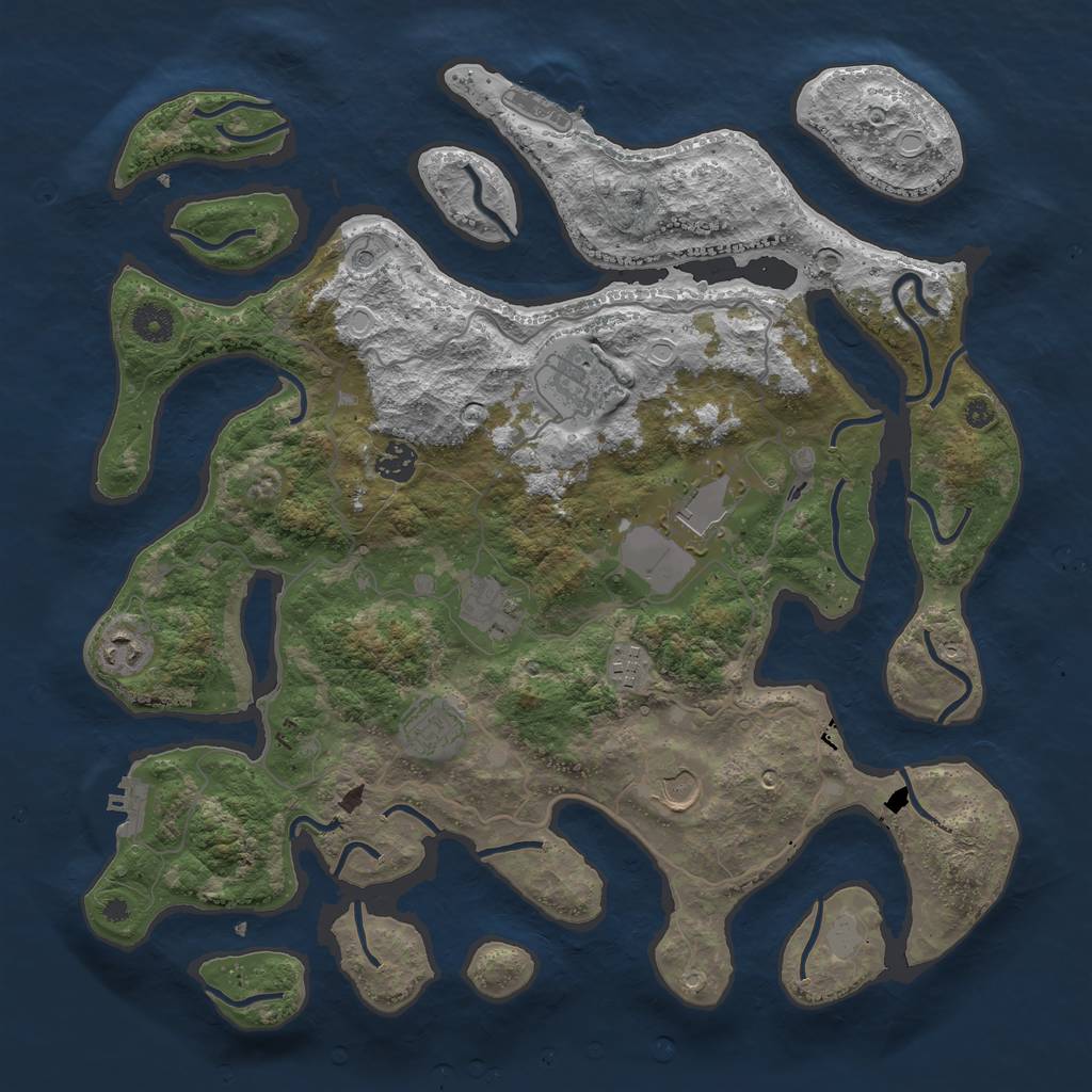 Rust Map: Procedural Map, Size: 4000, Seed: 894234, 16 Monuments