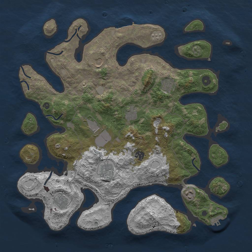 Rust Map: Procedural Map, Size: 4000, Seed: 281443, 17 Monuments