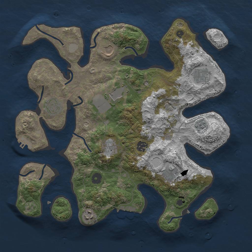 Rust Map: Procedural Map, Size: 3550, Seed: 517048, 17 Monuments