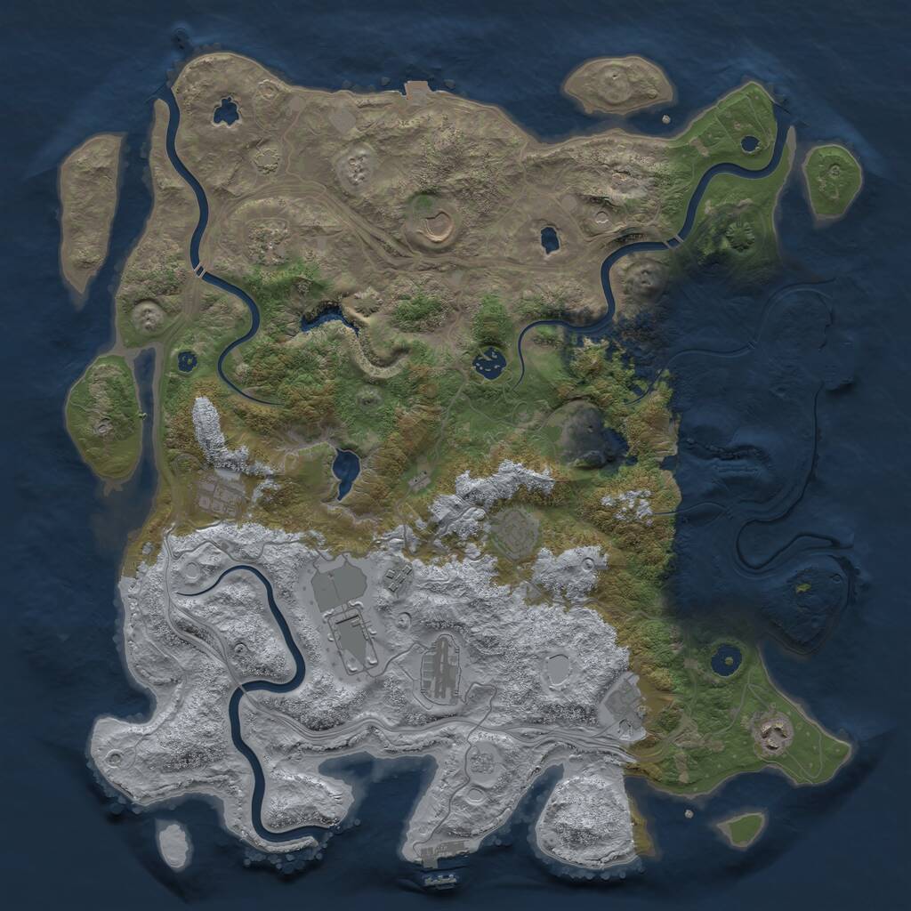 Rust Map: Procedural Map, Size: 4500, Seed: 3659703, 17 Monuments