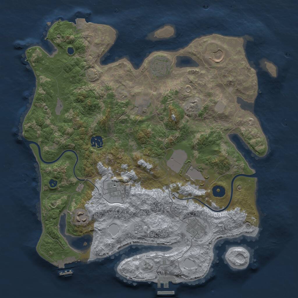 Rust Map: Procedural Map, Size: 3550, Seed: 913987, 13 Monuments