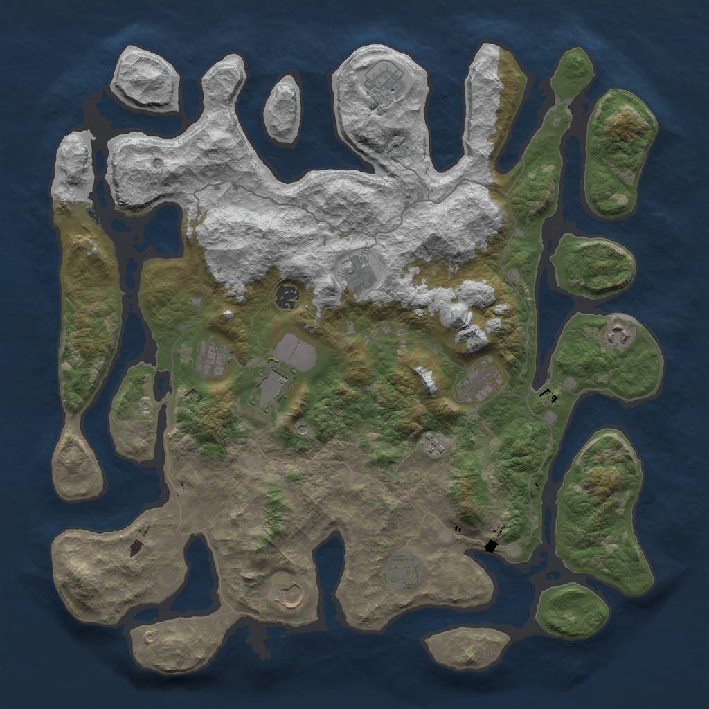 Rust Map: Barren, Size: 4500, Seed: 5268310, 13 Monuments
