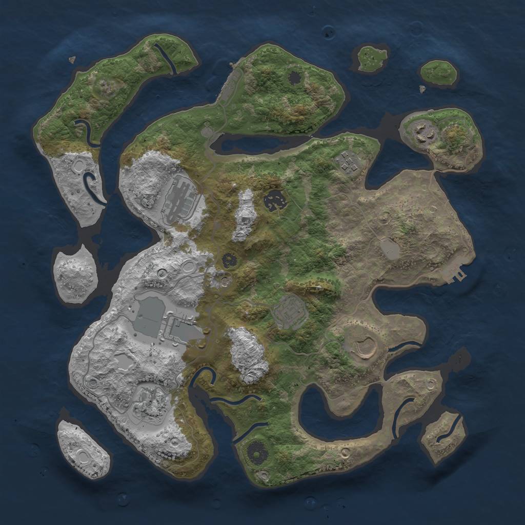 Rust Map: Procedural Map, Size: 3600, Seed: 1486360672, 16 Monuments