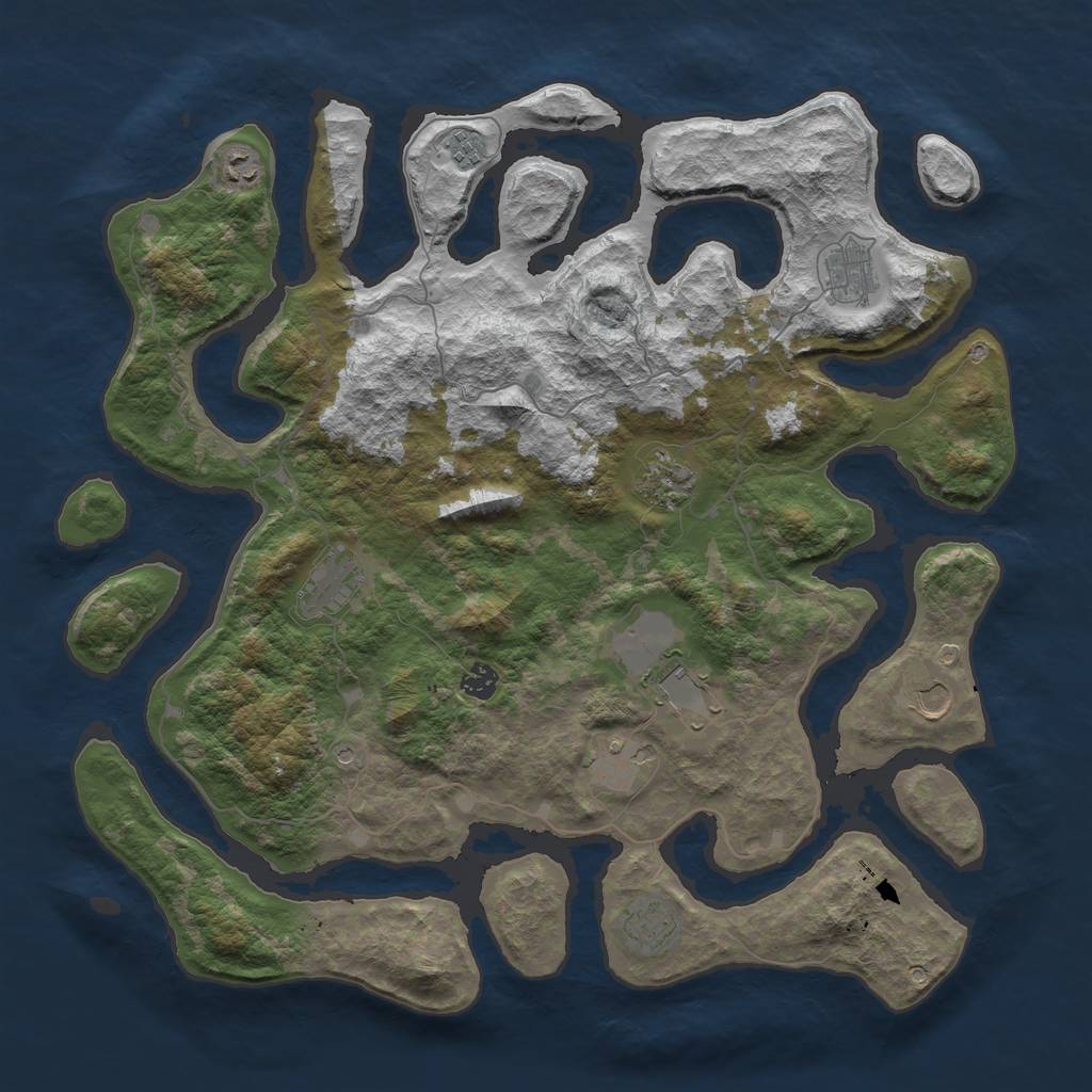 Rust Map: Barren, Size: 4500, Seed: 2049649, 13 Monuments