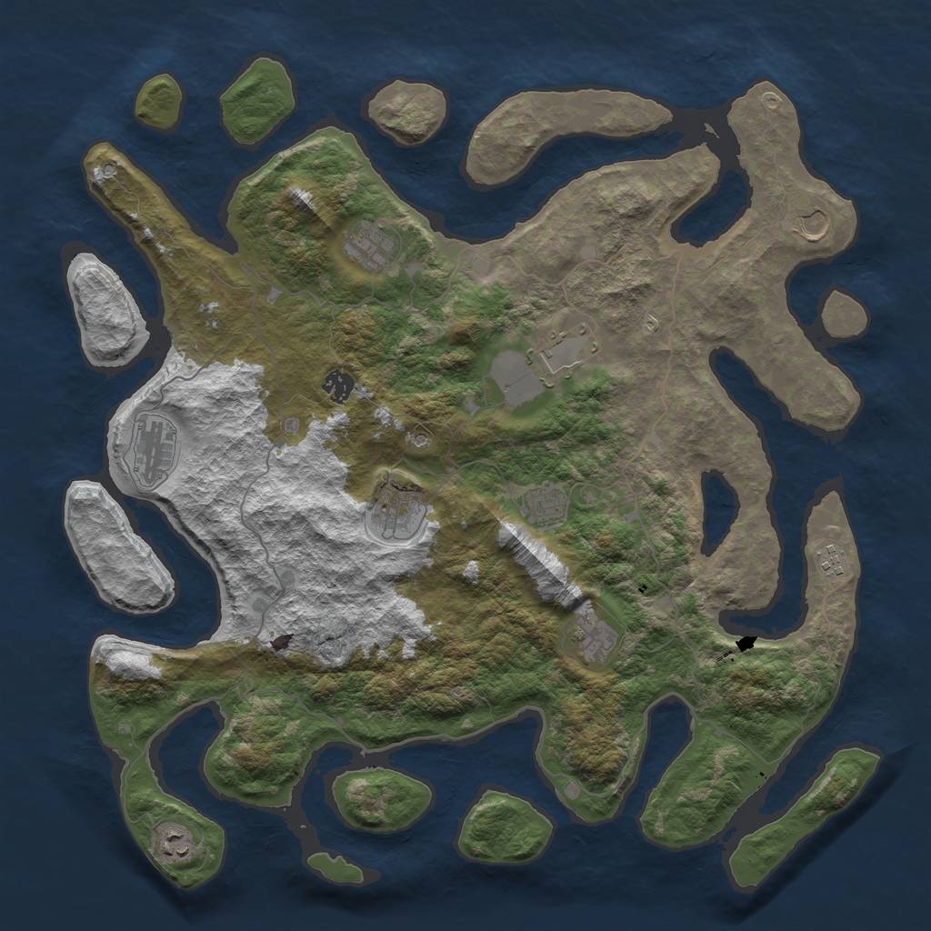 Rust Map: Barren, Size: 4500, Seed: 4234043, 13 Monuments