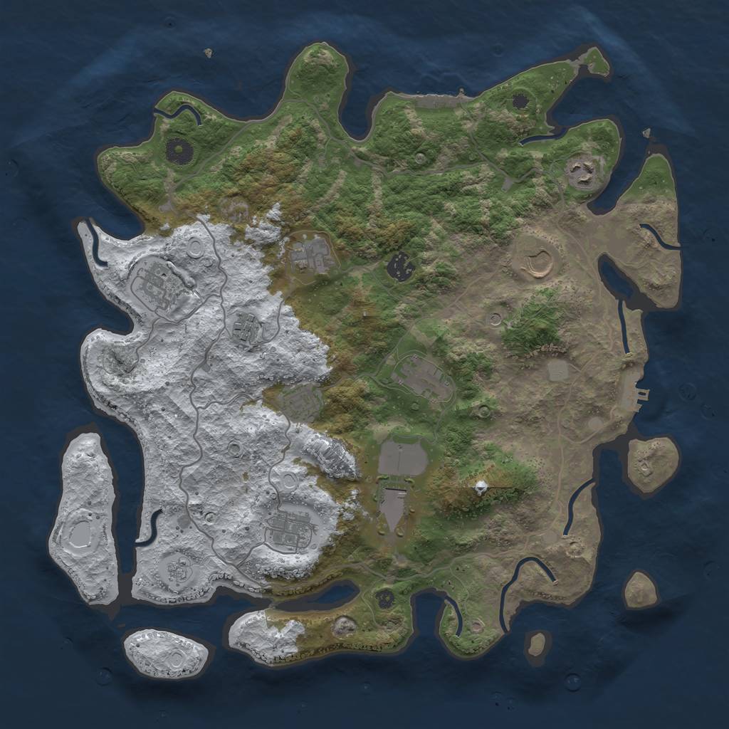 Rust Map: Procedural Map, Size: 4000, Seed: 489620, 19 Monuments