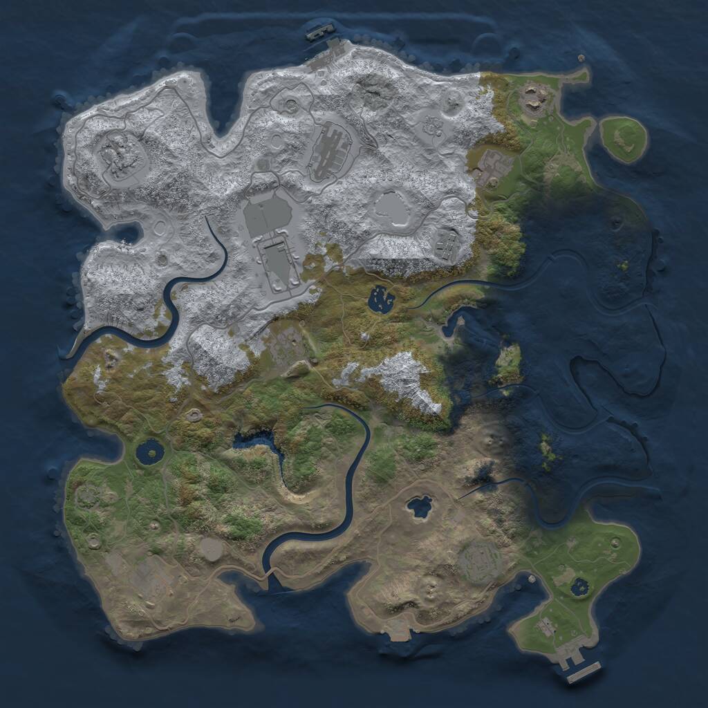 Rust Map: Procedural Map, Size: 4000, Seed: 490144537, 16 Monuments
