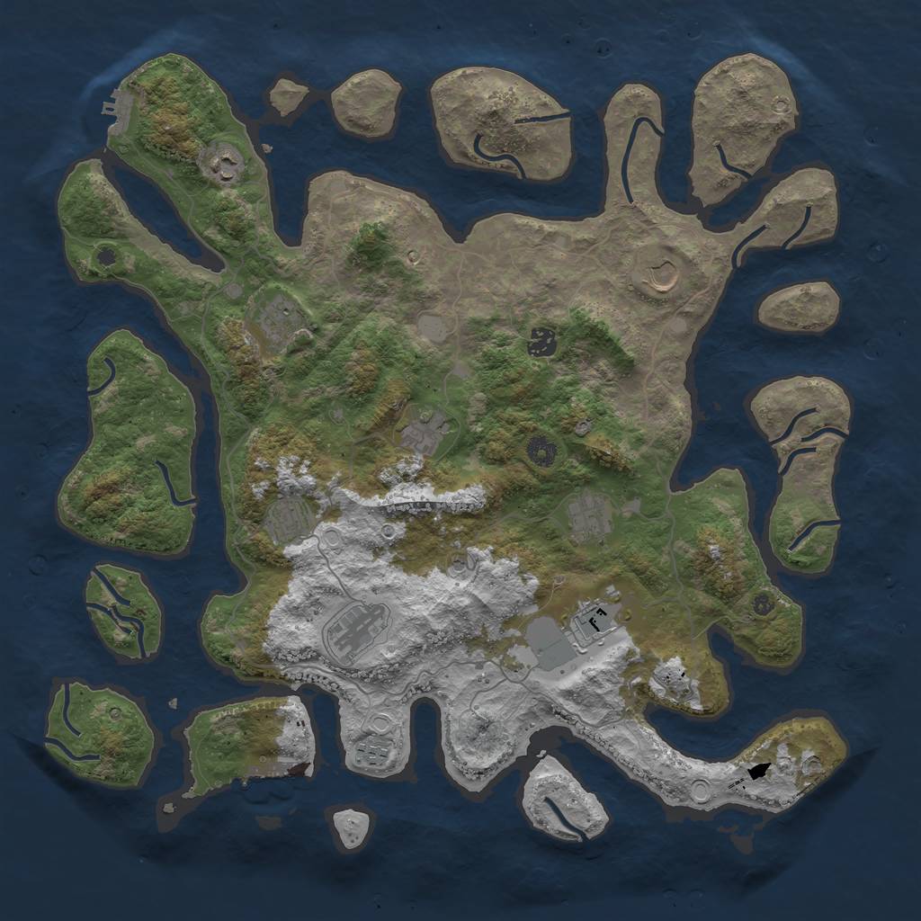 Rust Map: Procedural Map, Size: 4500, Seed: 3636162, 18 Monuments