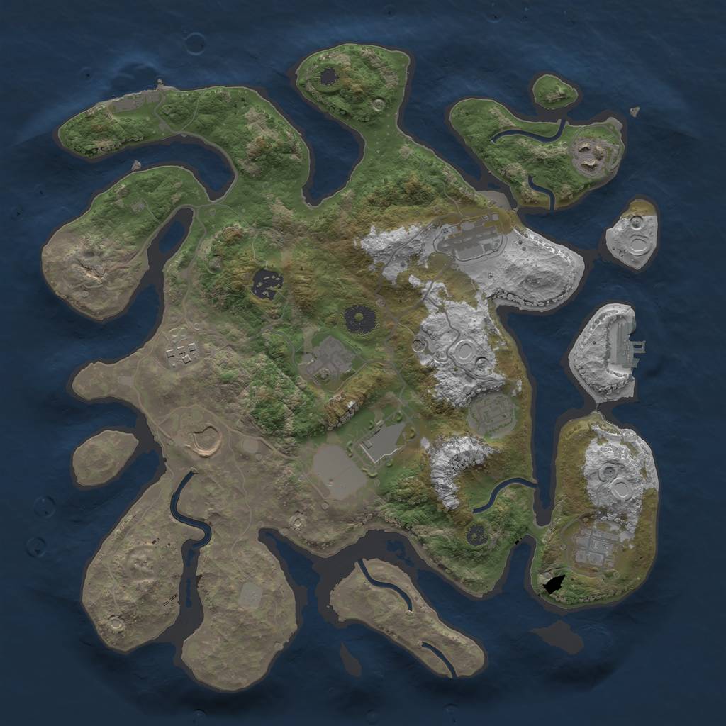 Rust Map: Procedural Map, Size: 3550, Seed: 897113, 17 Monuments