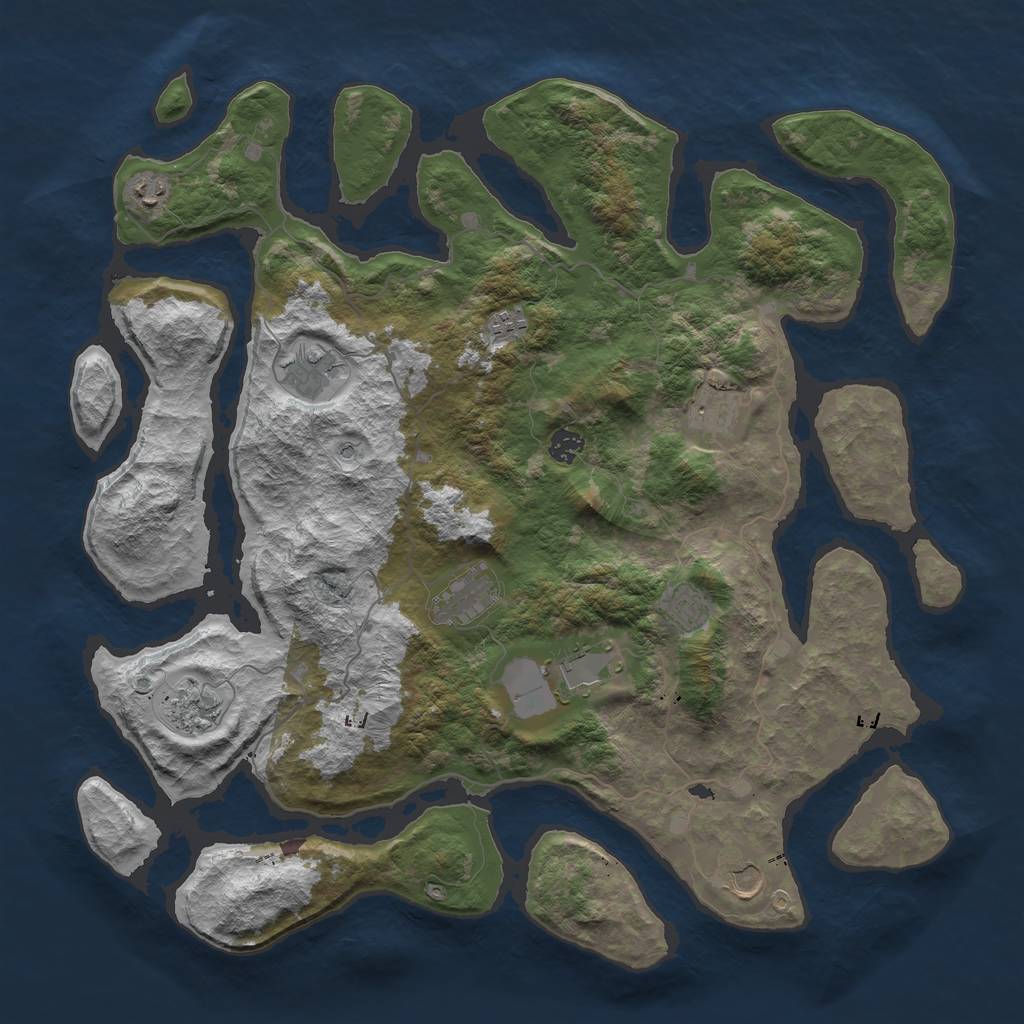 Rust Map: Barren, Size: 4500, Seed: 3242114, 13 Monuments