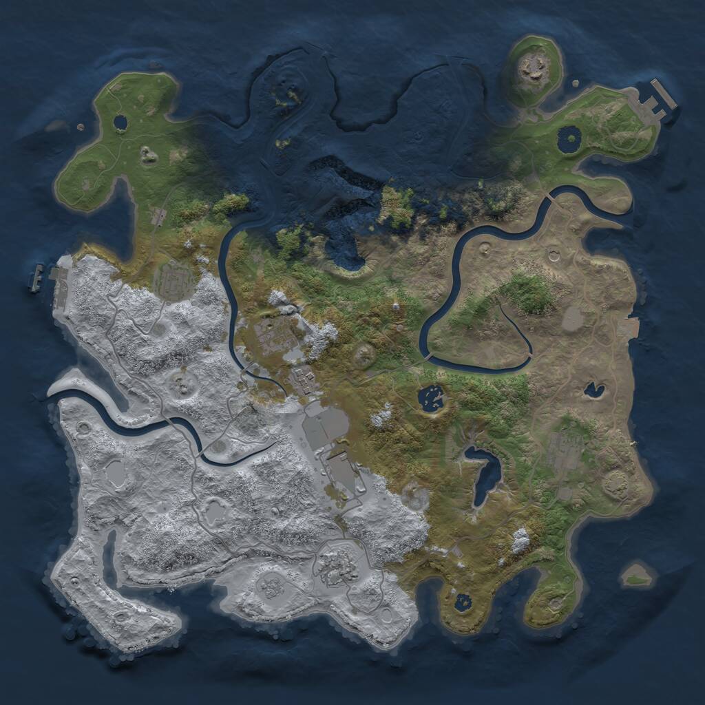 Rust Map: Procedural Map, Size: 4000, Seed: 317777, 14 Monuments