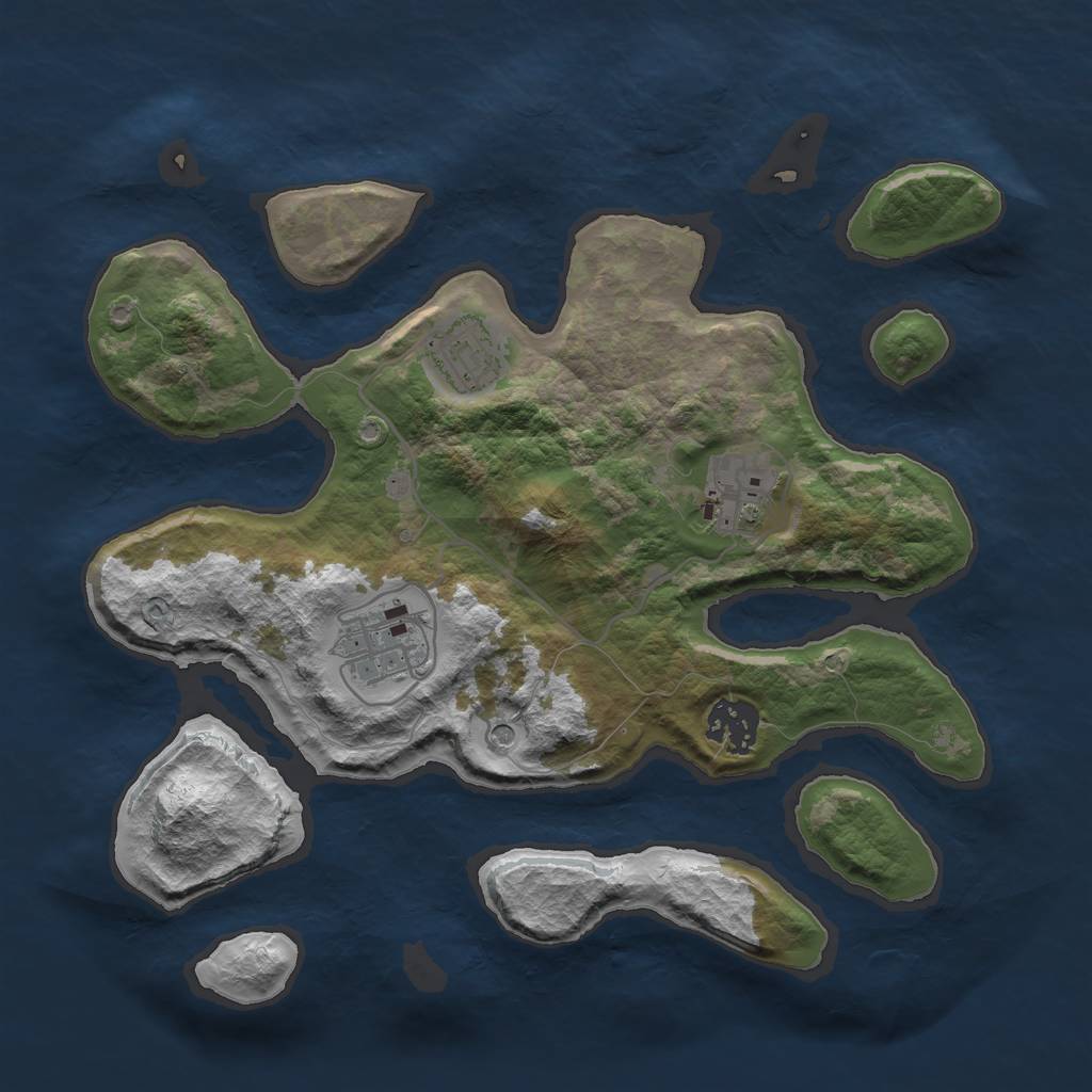 Rust Map: Barren, Size: 3000, Seed: 856524673, 7 Monuments