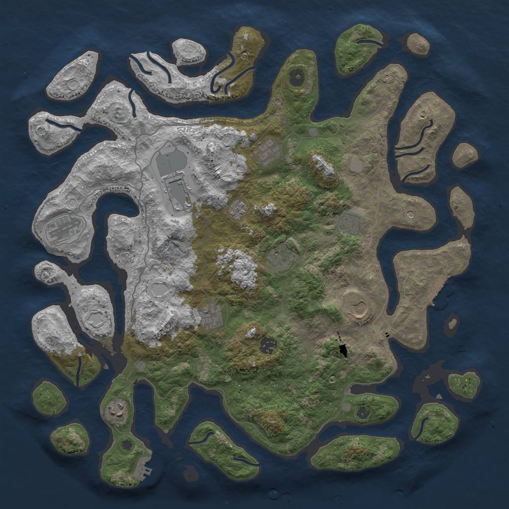 Rust Map: Procedural Map, Size: 4500, Seed: 4321122, 18 Monuments