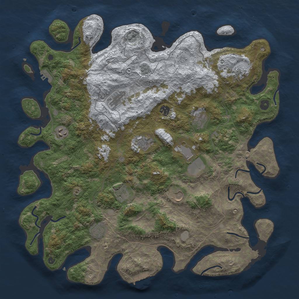 Rust Map: Procedural Map, Size: 4500, Seed: 3993938, 20 Monuments