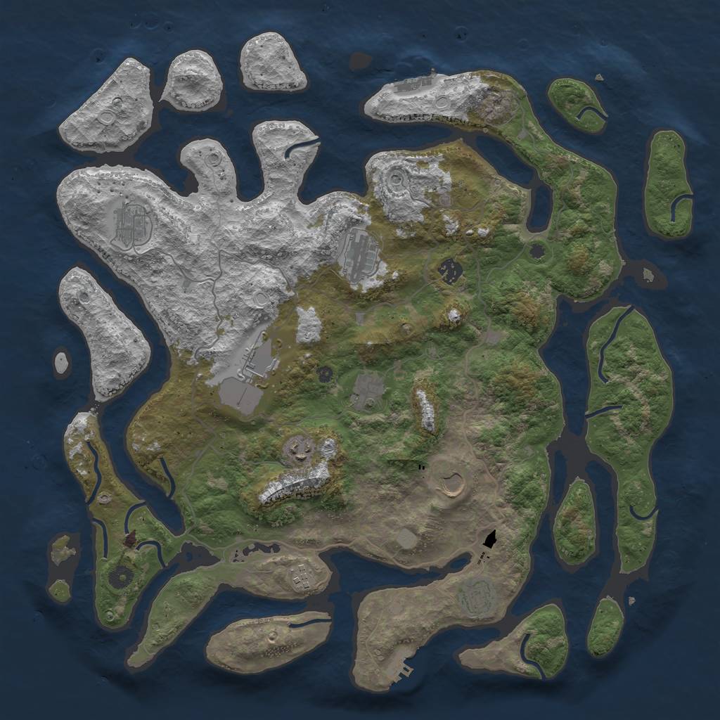 Rust Map: Procedural Map, Size: 4500, Seed: 2146853, 17 Monuments