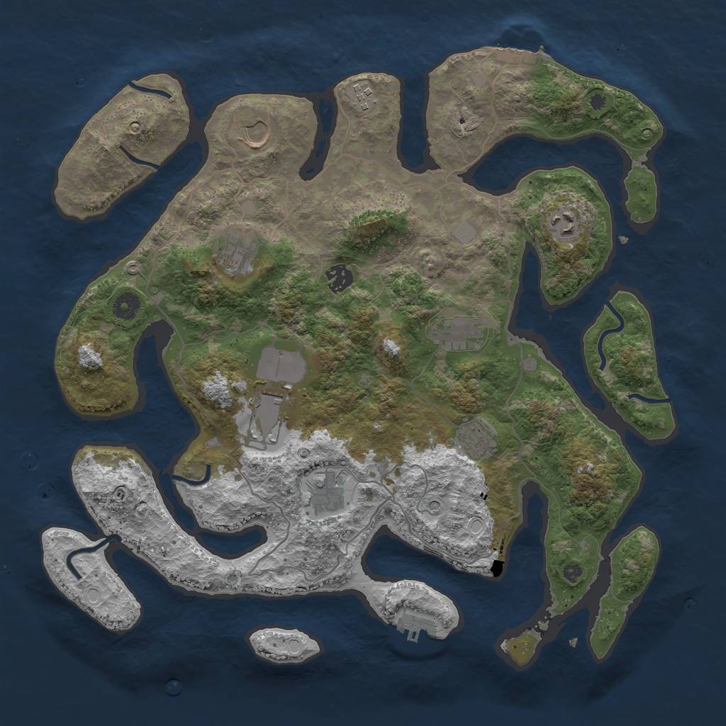Rust Map: Procedural Map, Size: 4000, Seed: 77552, 17 Monuments