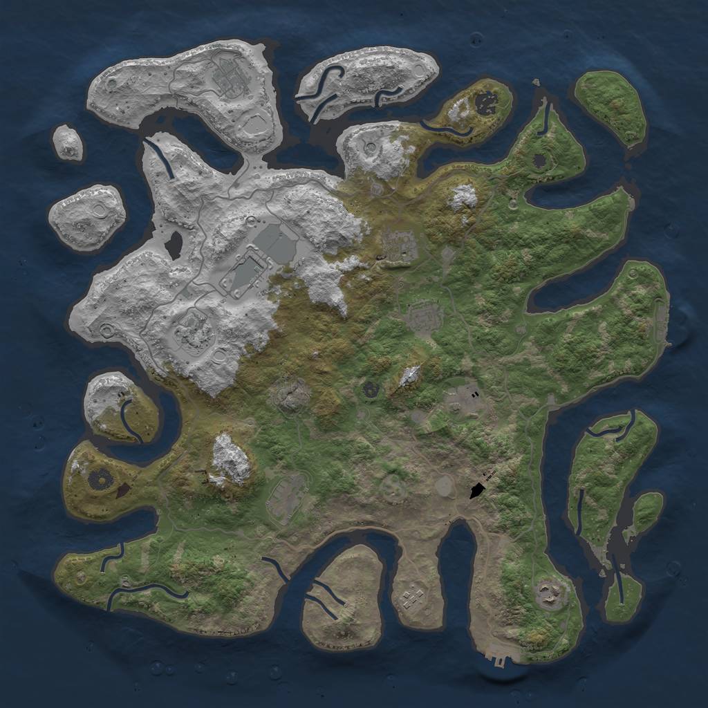 Rust Map: Procedural Map, Size: 4500, Seed: 4953120, 18 Monuments