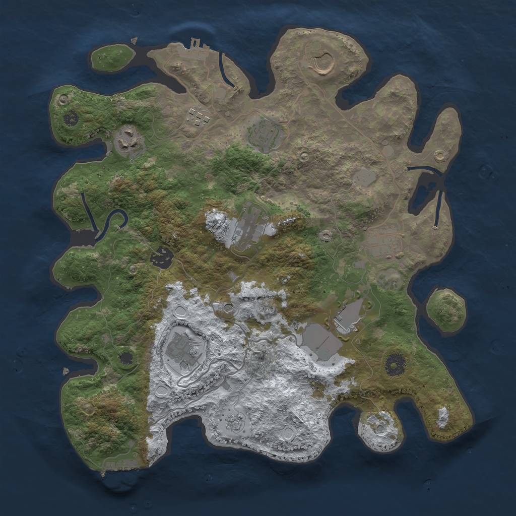 Rust Map: Procedural Map, Size: 3500, Seed: 403944, 18 Monuments