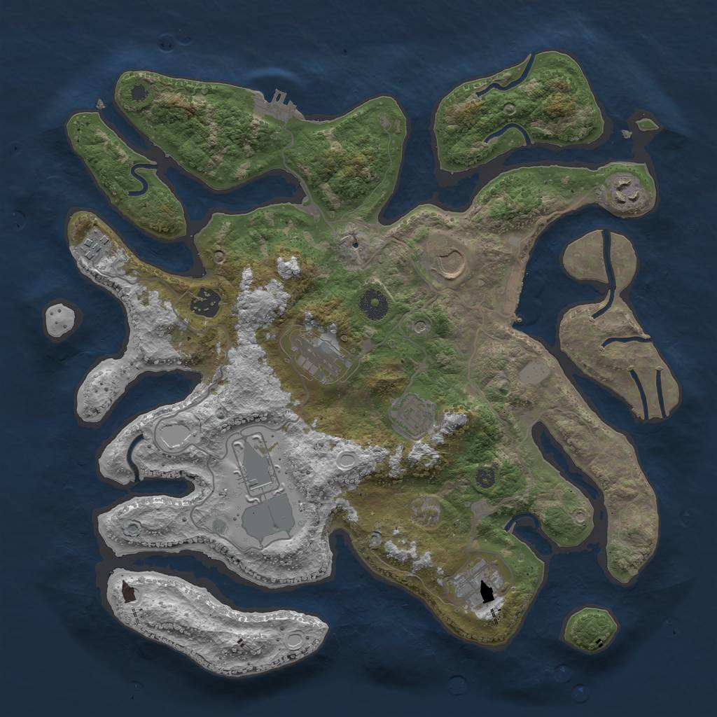 Rust Map: Procedural Map, Size: 3700, Seed: 12891, 16 Monuments